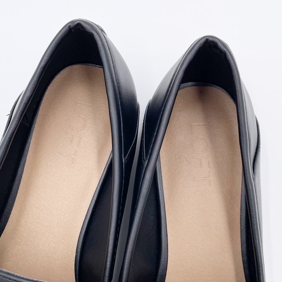 LOFT Horsebit Loafers Black Faux Leather Gold Hardware Shoes Women's Size 8.5 - Picture 5 of 11